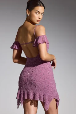 Oh Polly Women'S Clothing Sale - $65 And Under | Party Dresses^Embellished Cold Shoulder Mini Dress in Grape