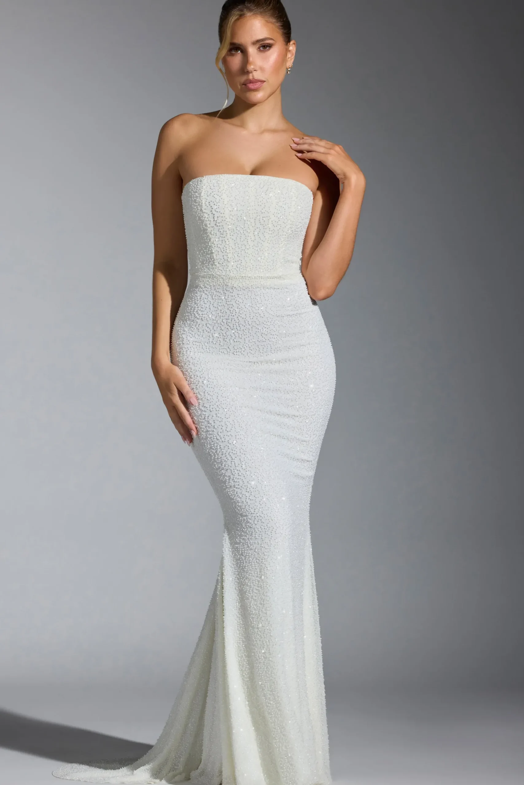 Oh Polly Party Dresses | Bride To Be^Embellished Corset Gown in White