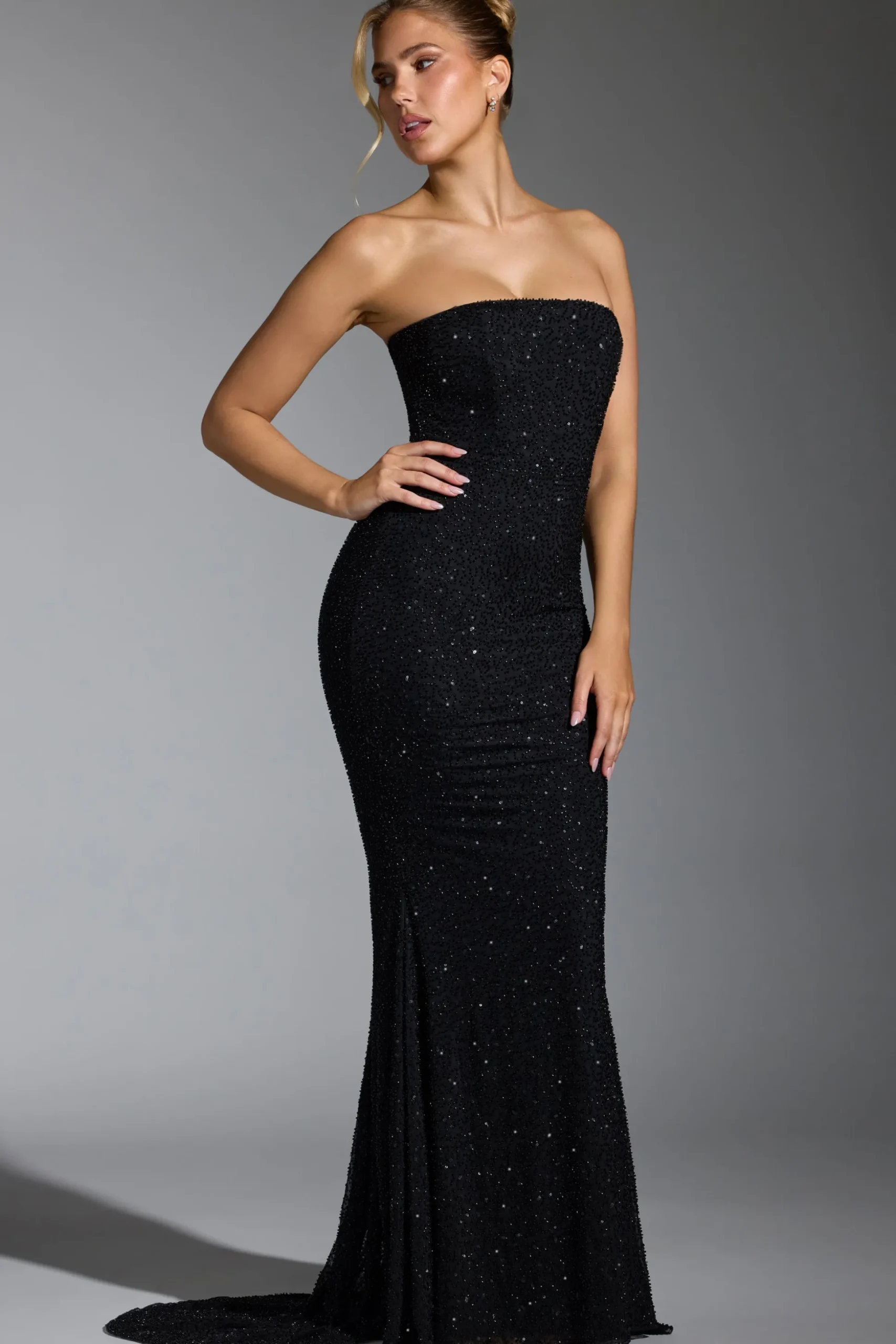 Oh Polly Party Dresses | Homecoming Dresses^Embellished Corset Gown in Black