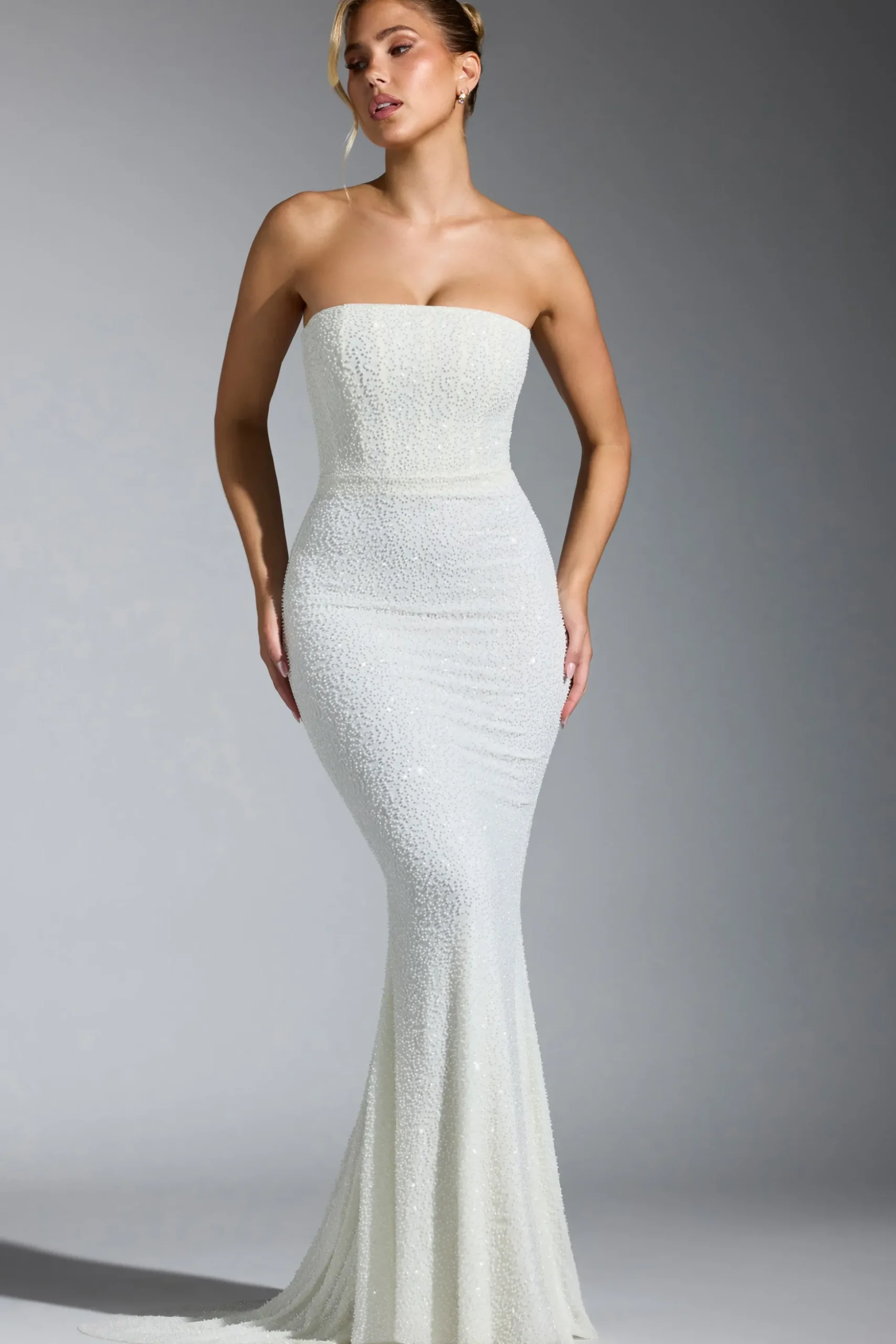 Oh Polly Party Dresses | Bride To Be^Embellished Corset Gown in White