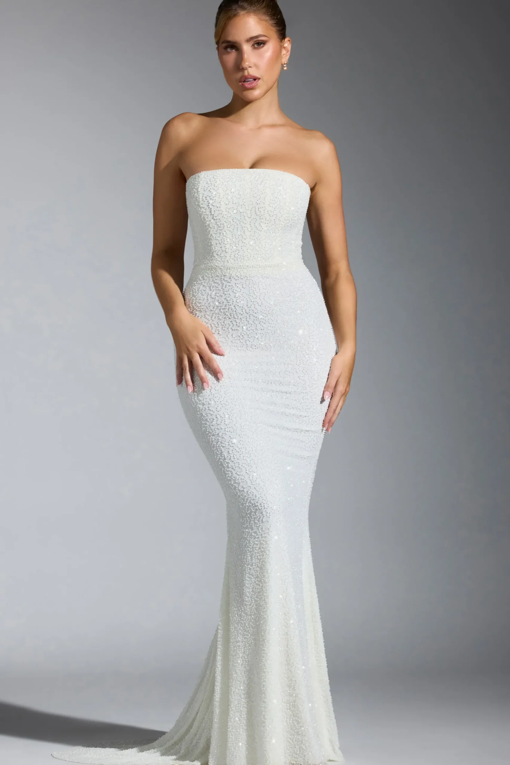Oh Polly Party Dresses | Bride To Be^Embellished Corset Gown in White