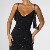 Oh Polly Party Dresses | Birthday^Embellished Corset Kaftan Mini Dress in Black
