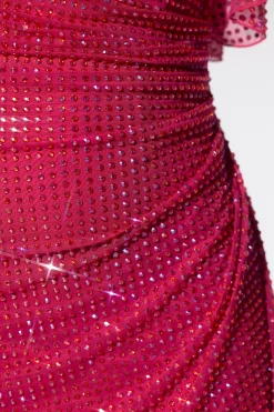 Oh Polly Party Dresses | Birthday^Embellished Corset Kaftan Mini Dress in Hot Pink HotPink