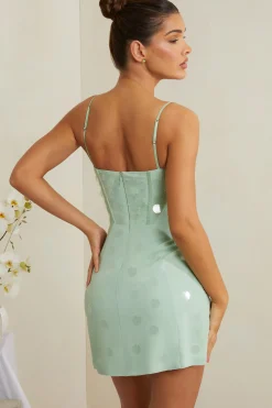 Oh Polly Party Dresses | Birthday^Embellished Corset Mini Dress in Sage
