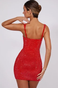 Oh Polly Party Dresses | Homecoming Dresses^Embellished Corset Mini Dress in Fire Red FireRed