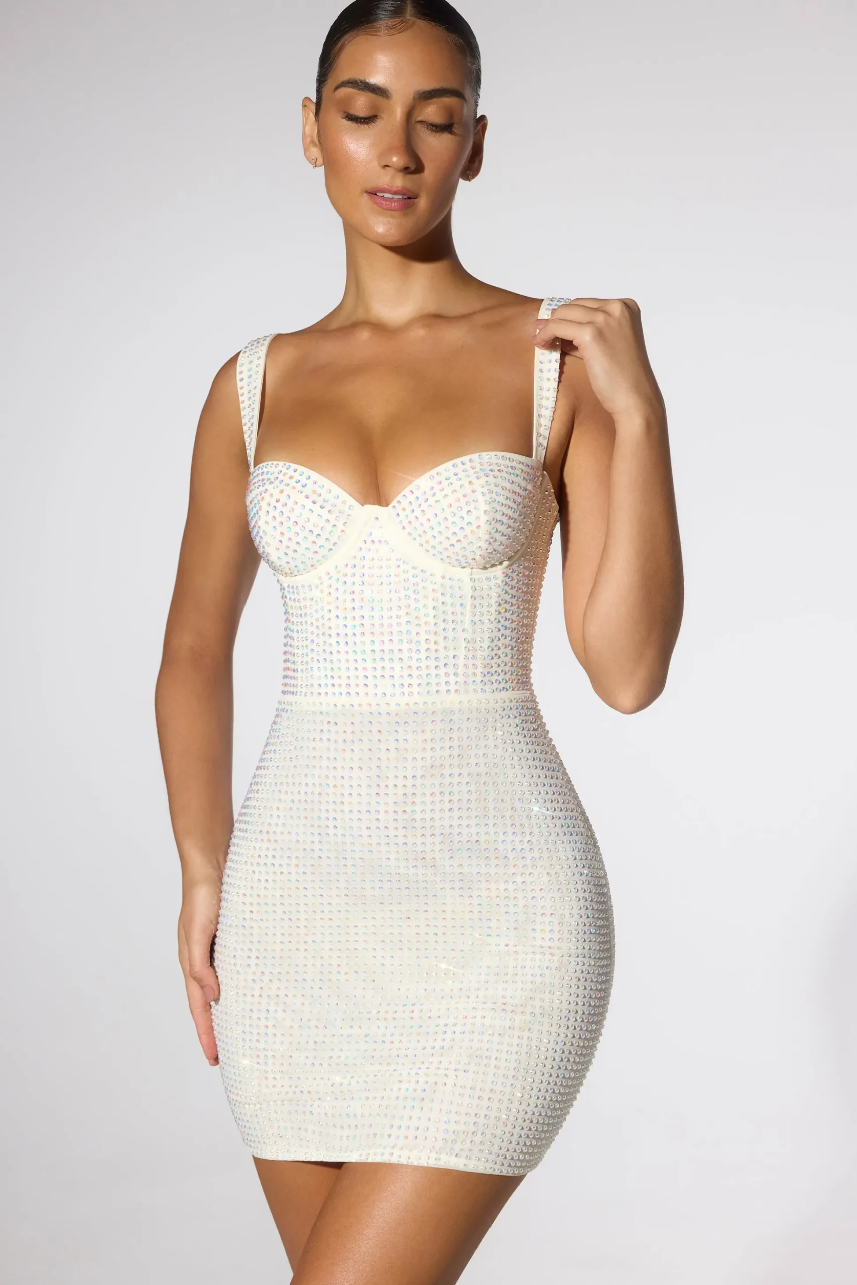 Oh Polly Party Dresses | Bride To Be^Embellished Corset Mini Dress in Ivory