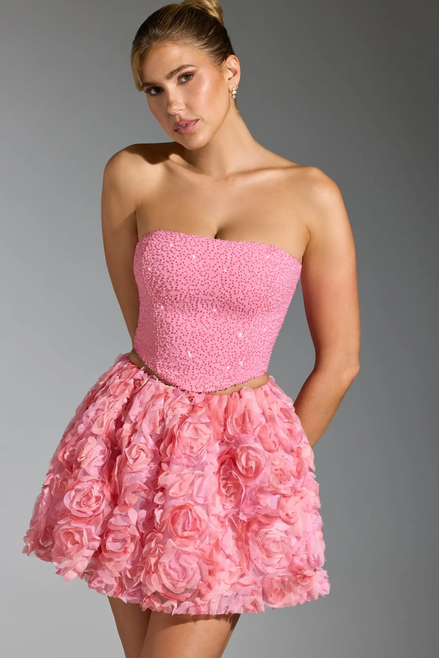 Oh Polly Party Dresses | Birthday^Embellished Corset Top in Pink