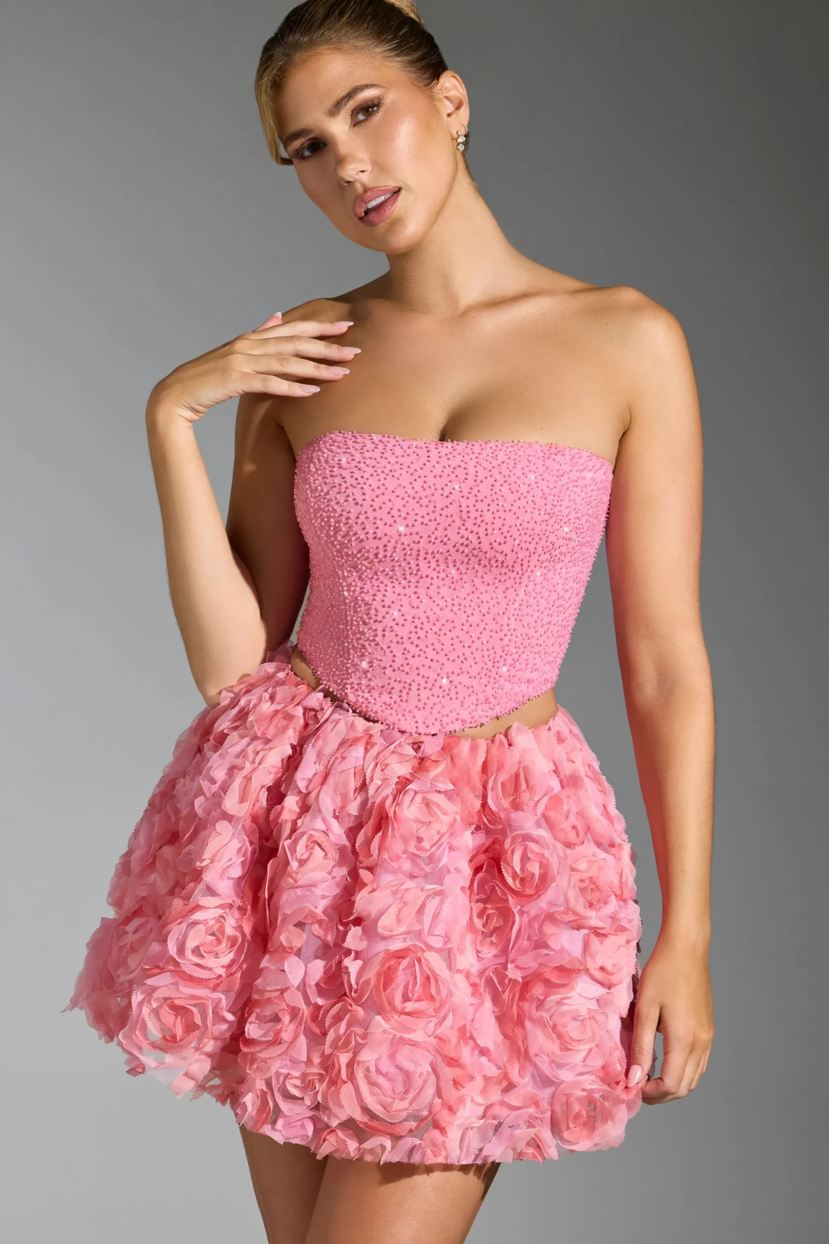 Oh Polly Party Dresses | Birthday^Embellished Corset Top in Pink