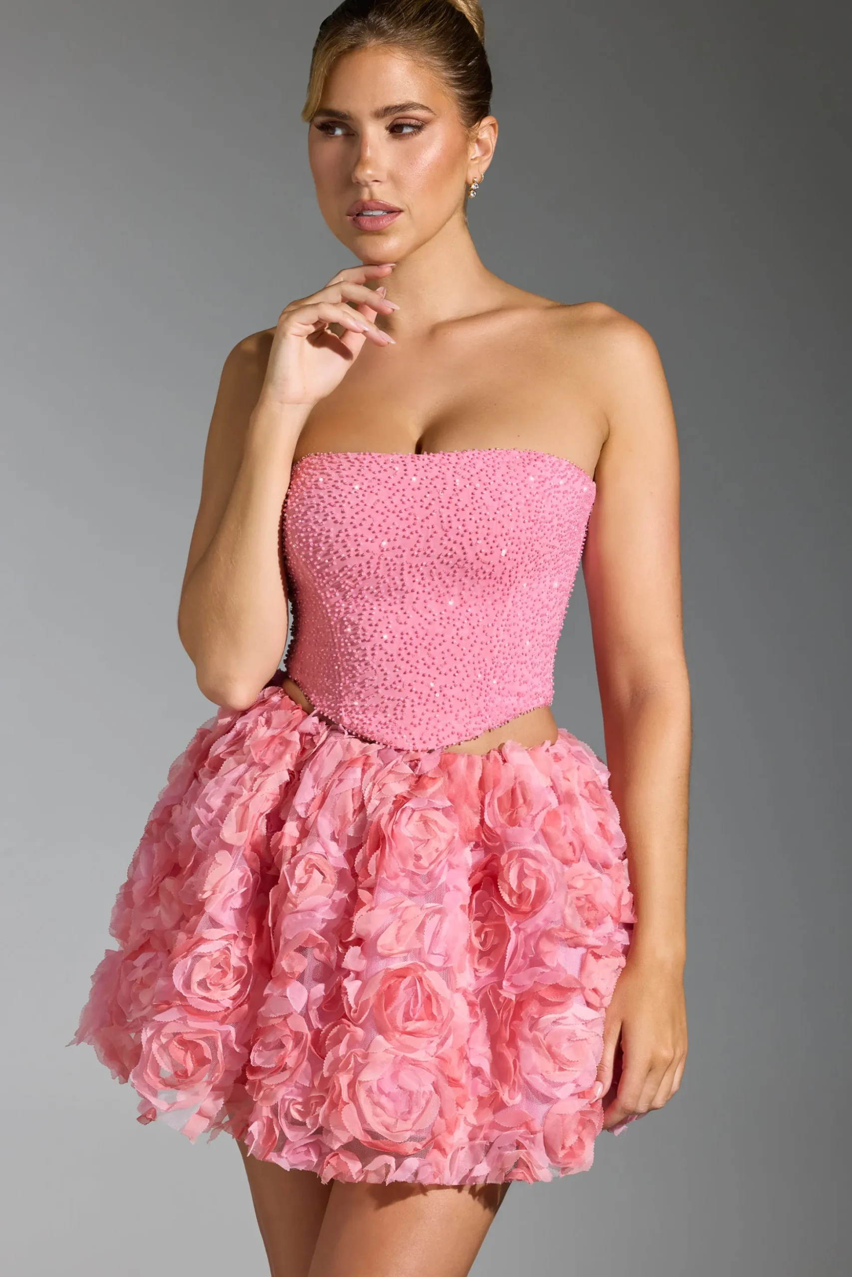 Oh Polly Party Dresses | Birthday^Embellished Corset Top in Pink