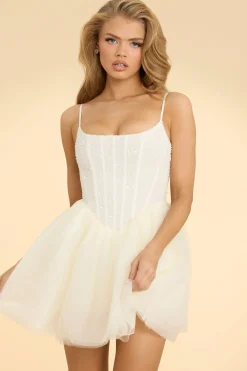 Oh Polly Party Dresses | Bride To Be^Embellished Corset Tulle Skirt Mini Dress in White