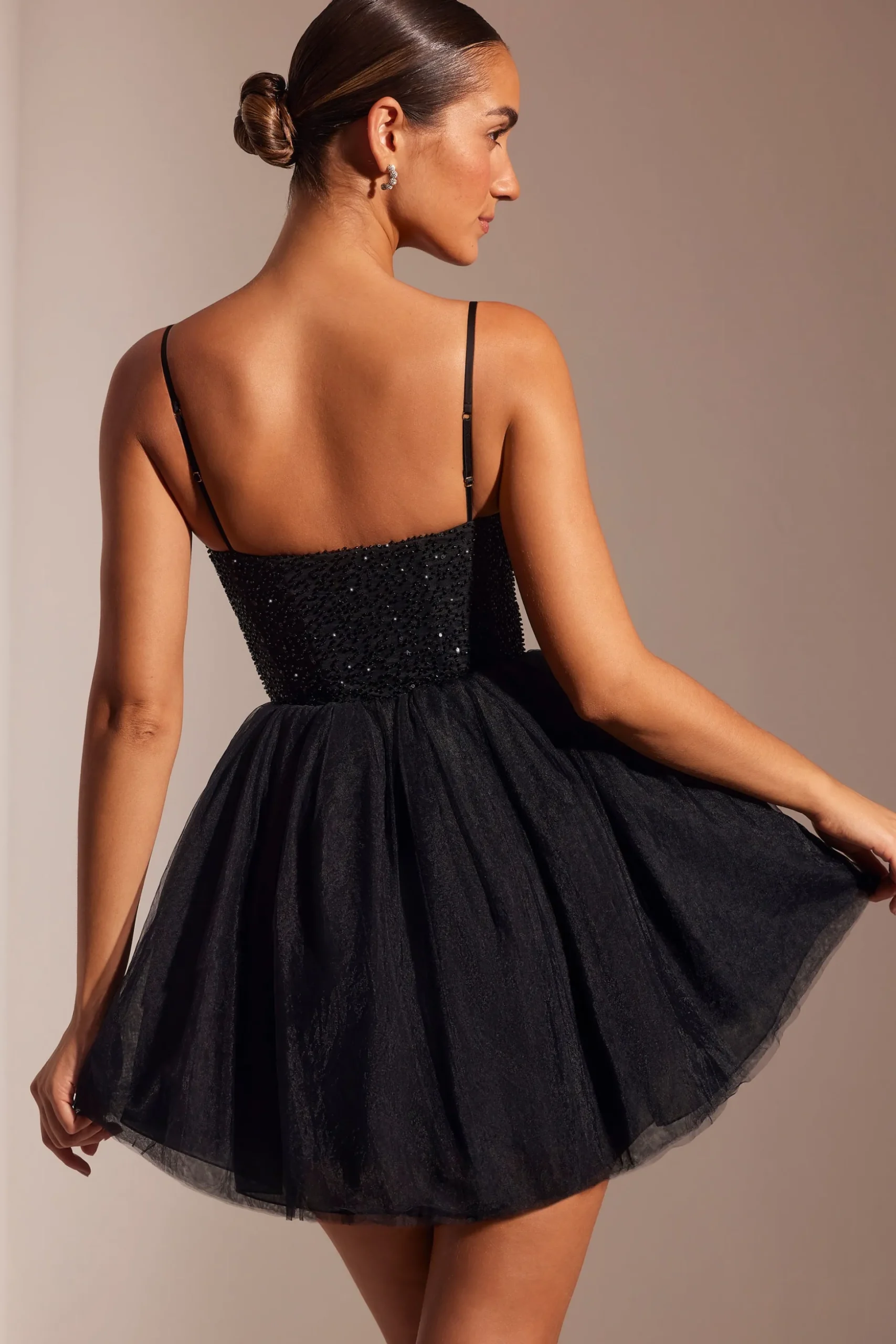 Oh Polly Party Dresses | Birthday^Embellished Corset Tulle Skirt Mini Dress in Black