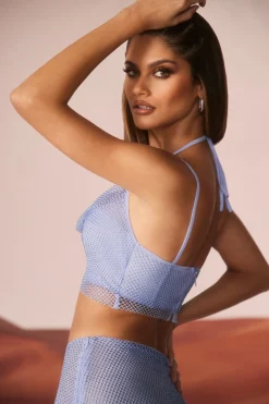 Oh Polly Women'S Clothing Sale - $65 And Under | Women'S Clothing Sale - $40 And Under^Embellished Cowl Neck Corset in Blue