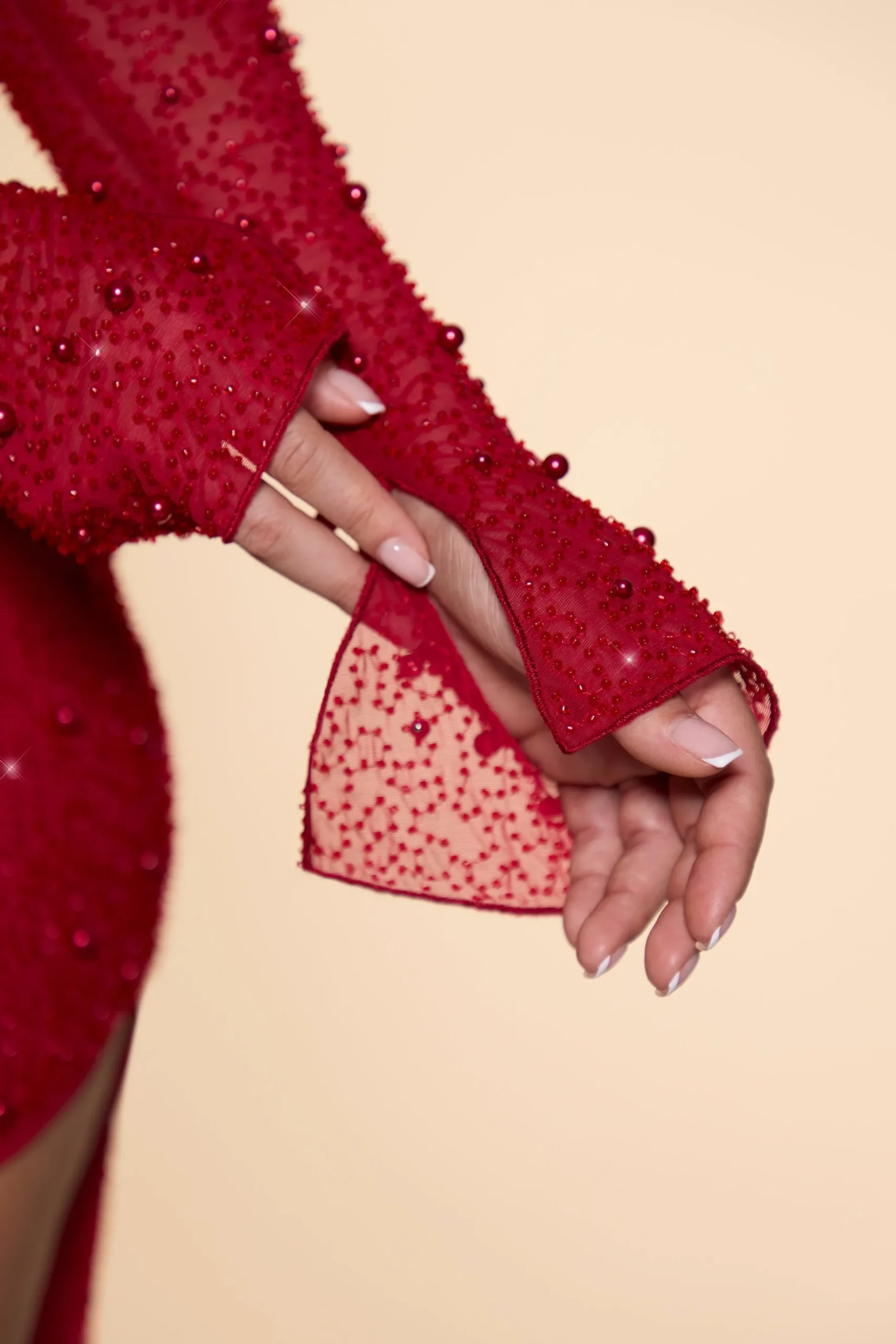 Oh Polly Co-Ords | Tops^Embellished Cowl Neck Crop Top in Red