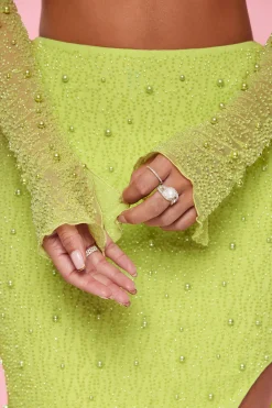 Oh Polly Women'S Clothing Sale - $65 And Under | Women'S Clothing Sale - $40 And Under^Embellished Cowl Neck Crop Top in Lime
