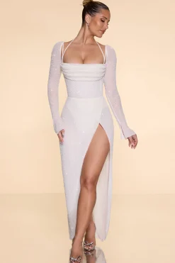 Oh Polly Party Dresses | Bride To Be^Embellished Cowl Neck Maxi Dress in Ivory