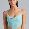 Oh Polly Women'S Clothing Sale - $65 And Under | Women'S Clothing Sale - $40 And Under^Embellished Cowl-Neck Crop Top in Ice Blue IceBlue