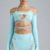 Oh Polly Tops^Embellished Cropped Shrug in Ice Blue IceBlue