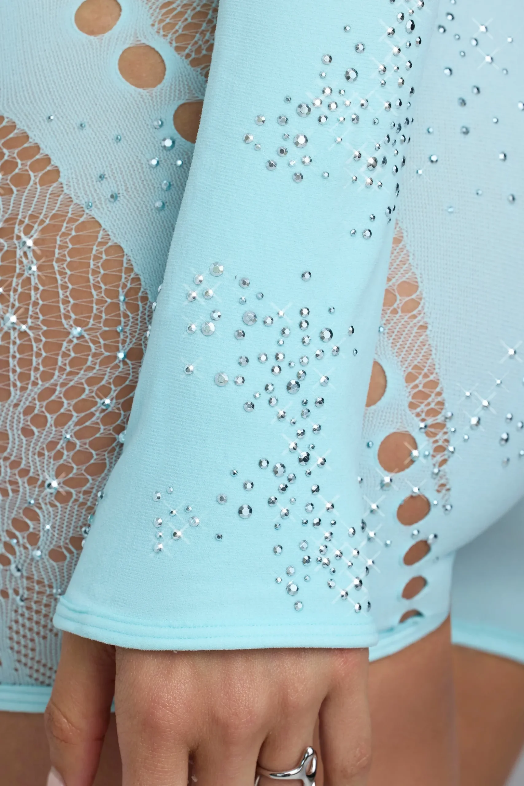 Oh Polly Tops^Embellished Cropped Shrug in Ice Blue IceBlue