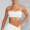 Oh Polly Co-Ords | Tops^Embellished Cross Back Crop Top in Ivory