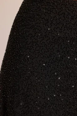 Oh Polly Tops^Embellished Cross Back Crop Top in Black