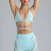 Oh Polly Women'S Clothing Sale - $65 And Under | Women'S Clothing Sale - $40 And Under^Embellished Cross-Strap Bikini Top in Ice Blue IceBlue