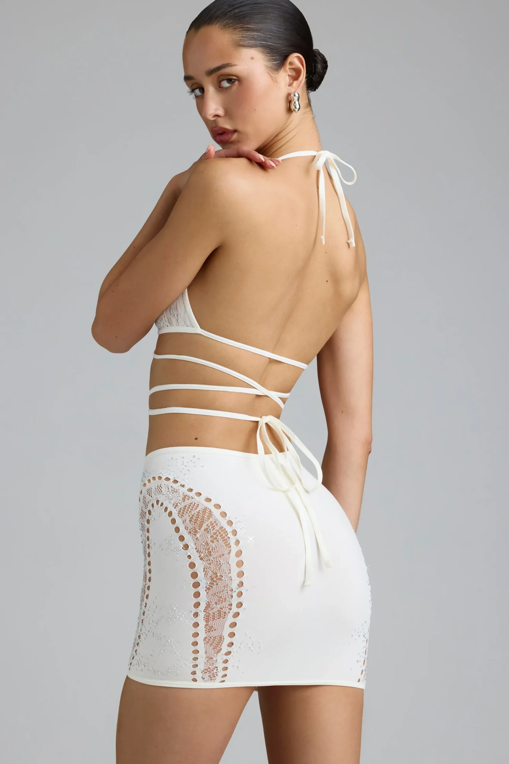 Oh Polly Women'S Clothing Sale - $65 And Under | Women'S Clothing Sale - $40 And Under^Embellished Cross-Strap Bikini Top in Ivory