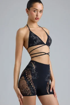 Oh Polly Women'S Clothing Sale - $65 And Under | Women'S Clothing Sale - $40 And Under^Embellished Cross-Strap Bikini Top in Black