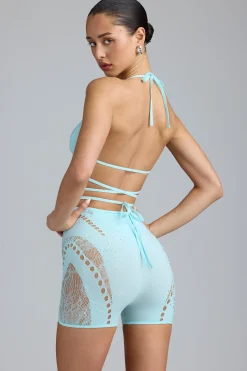 Oh Polly Women'S Clothing Sale - $65 And Under | Women'S Clothing Sale - $40 And Under^Embellished Cross-Strap Bikini Top in Ice Blue IceBlue