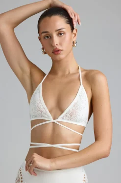 Oh Polly Women'S Clothing Sale - $65 And Under | Women'S Clothing Sale - $40 And Under^Embellished Cross-Strap Bikini Top in Ivory