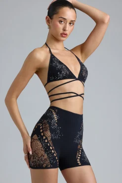 Oh Polly Women'S Clothing Sale - $65 And Under | Women'S Clothing Sale - $40 And Under^Embellished Cross-Strap Bikini Top in Black