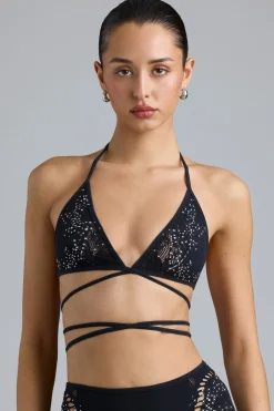 Oh Polly Women'S Clothing Sale - $65 And Under | Women'S Clothing Sale - $40 And Under^Embellished Cross-Strap Bikini Top in Black