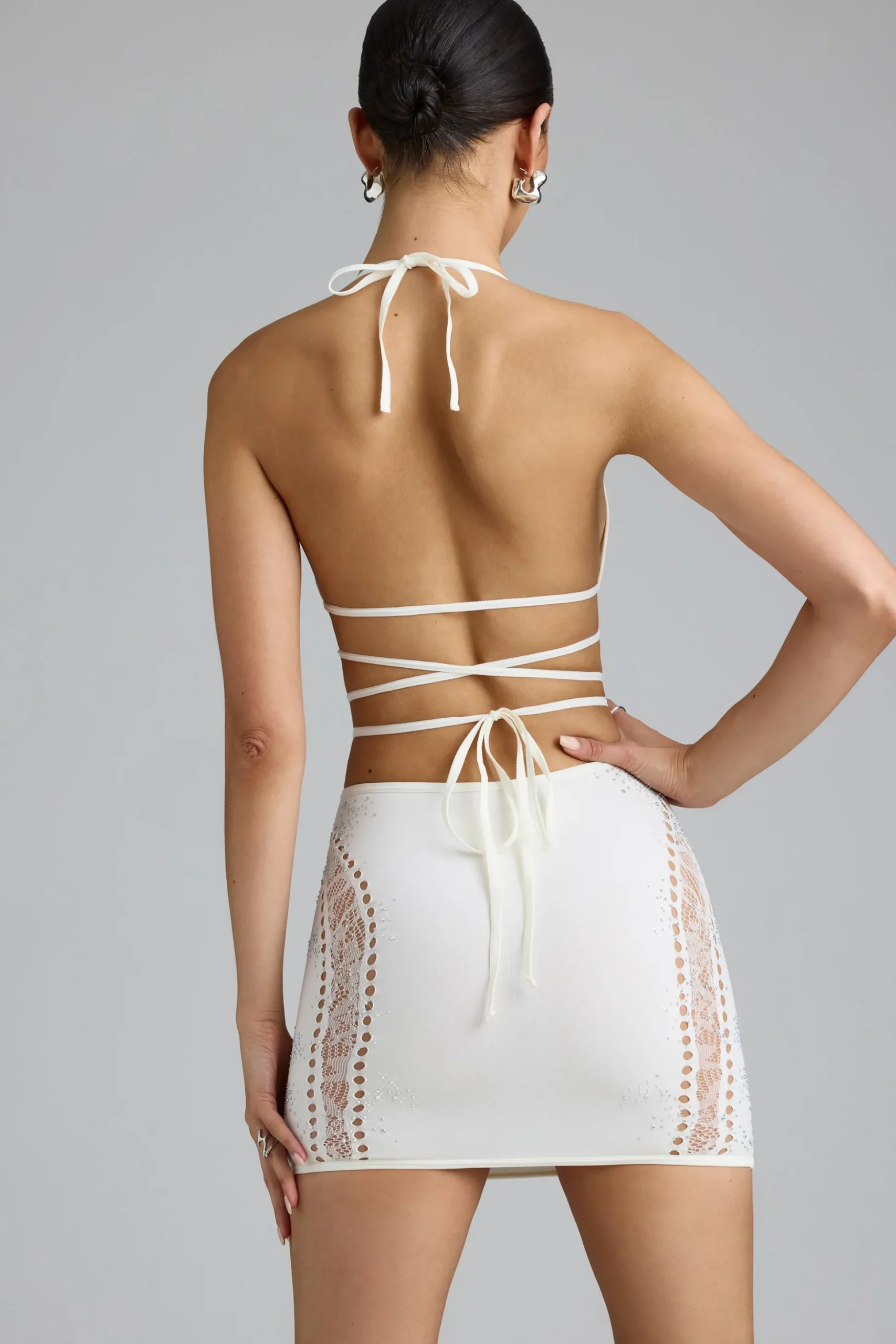 Oh Polly Women'S Clothing Sale - $65 And Under | Women'S Clothing Sale - $40 And Under^Embellished Cross-Strap Bikini Top in Ivory