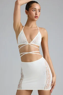 Oh Polly Women'S Clothing Sale - $65 And Under | Women'S Clothing Sale - $40 And Under^Embellished Cross-Strap Bikini Top in Ivory