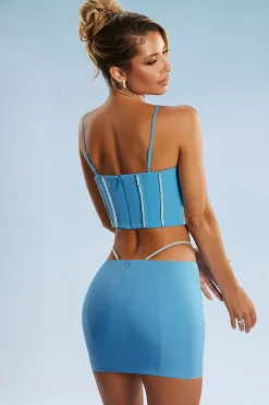 Oh Polly Women'S Clothing Sale - $65 And Under | Women'S Clothing Sale - $40 And Under^Embellished Cut Out Mini Skirt in Blue