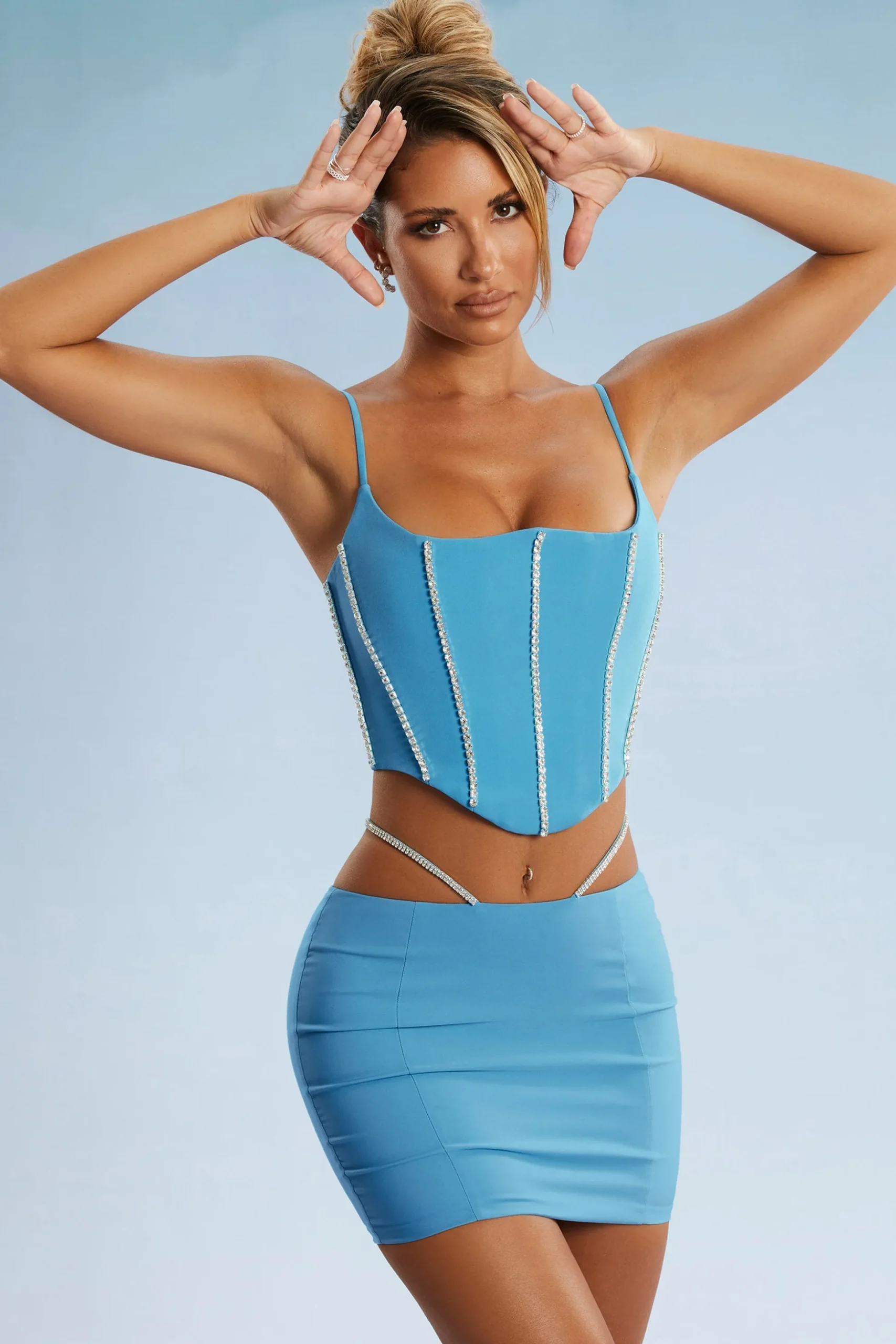 Oh Polly Women'S Clothing Sale - $65 And Under | Women'S Clothing Sale - $40 And Under^Embellished Cut Out Mini Skirt in Blue