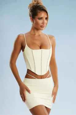 Oh Polly Women'S Clothing Sale - $65 And Under | Women'S Clothing Sale - $40 And Under^Embellished Cut Out Mini Skirt in Ivory