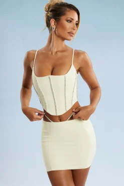 Oh Polly Women'S Clothing Sale - $65 And Under | Women'S Clothing Sale - $40 And Under^Embellished Cut Out Mini Skirt in Ivory