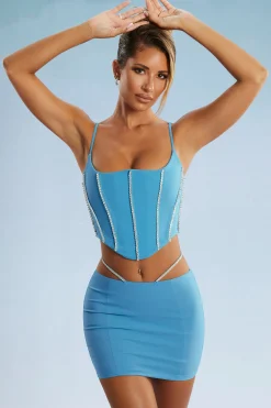 Oh Polly Women'S Clothing Sale - $65 And Under | Women'S Clothing Sale - $40 And Under^Embellished Cut Out Mini Skirt in Blue