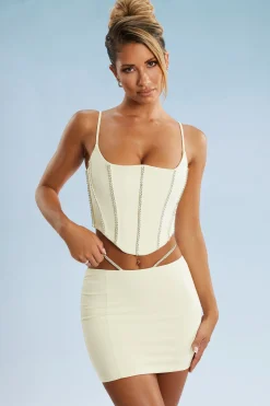Oh Polly Women'S Clothing Sale - $65 And Under | Women'S Clothing Sale - $40 And Under^Embellished Cut Out Mini Skirt in Ivory