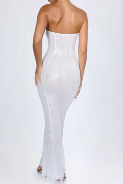 Oh Polly Mesh Dresses | Embellished Dresses^Embellished Cut-Out Bandeau Maxi Dress in White