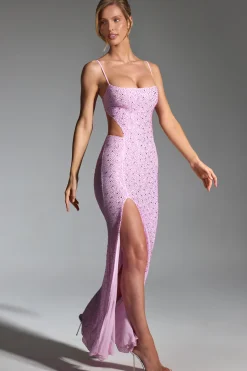 Oh Polly Party Dresses | Homecoming Dresses^Embellished Cut-Out Fishtail Maxi Dress in Peony Pink PeonyPink