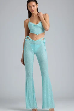 Oh Polly Women'S Clothing Sale - $65 And Under | Women'S Clothing Sale - $40 And Under^Embellished Cut-Out Flared Trousers in Ice Blue IceBlue
