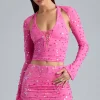 Oh Polly Women'S Clothing Sale - $65 And Under^Embellished Cut-Out Halterneck Top in Bubblegum Pink BubblegumPink