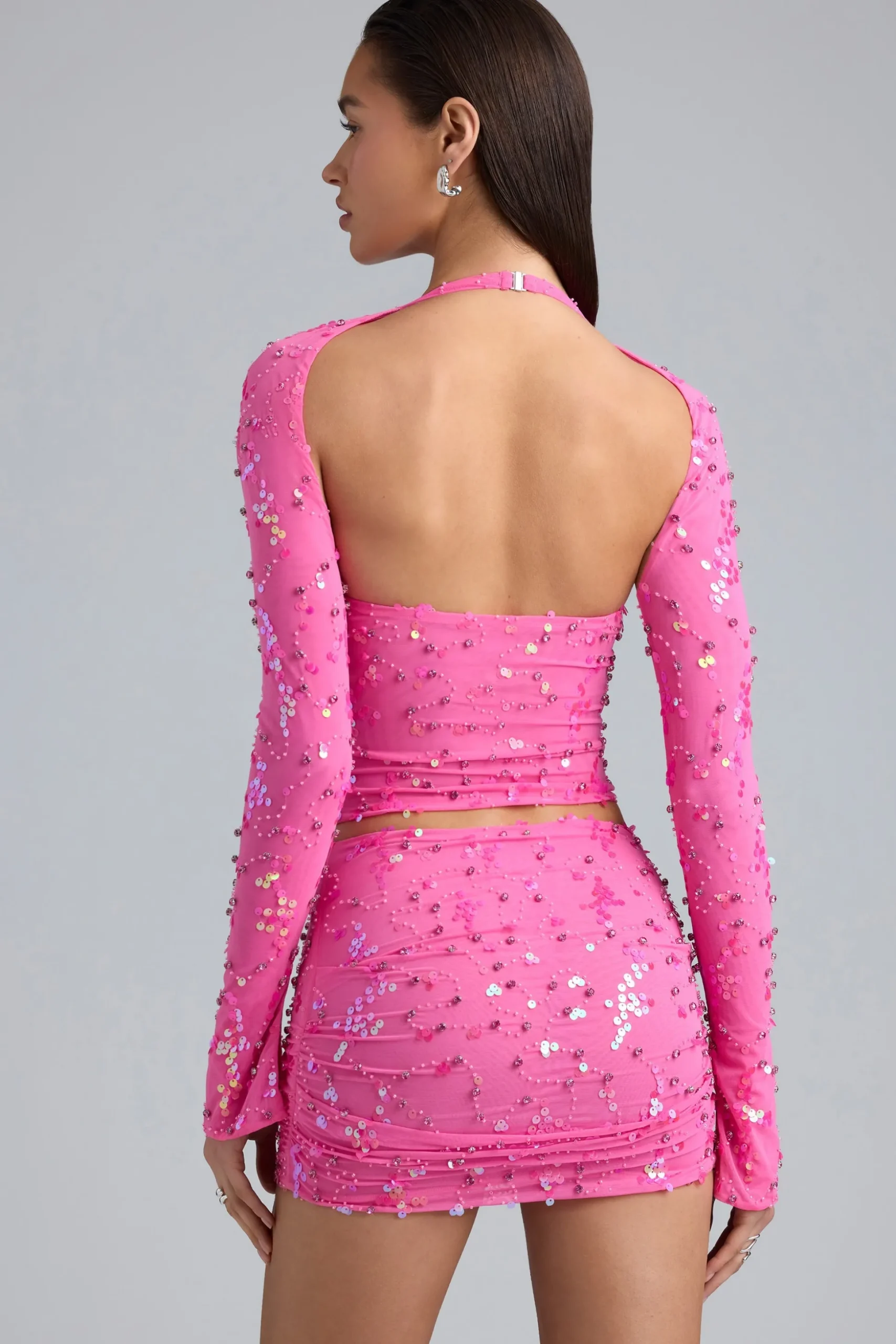 Oh Polly Women'S Clothing Sale - $65 And Under^Embellished Cut-Out Halterneck Top in Bubblegum Pink BubblegumPink