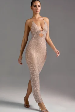 Oh Polly Party Dresses | Homecoming Dresses^Embellished Cut-Out Maxi Dress in Almond