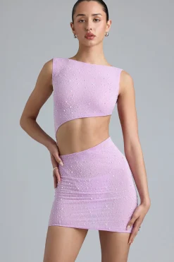 Oh Polly Women'S Clothing Sale - $65 And Under^Embellished Cut-Out Mini Dress in Violet Pink VioletPink