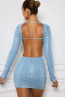 Oh Polly Party Dresses | Night Out^Embellished Cut-Out Mini Dress in Light Blue LightBlue