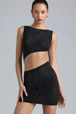 Oh Polly Women'S Clothing Sale - $65 And Under^Embellished Cut-Out Mini Dress in Black