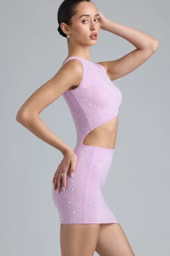 Oh Polly Women'S Clothing Sale - $65 And Under^Embellished Cut-Out Mini Dress in Violet Pink VioletPink