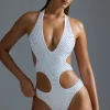 Oh Polly Swimsuits^Embellished Cut-Out One-Piece Swimsuit in White